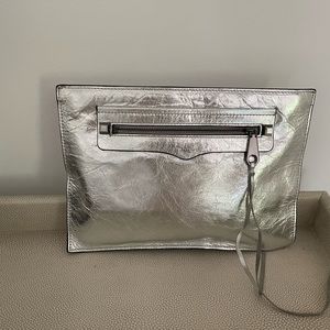Rebecca Minkoff silver envelope clutch
